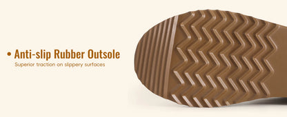 Litfun Winter Genuine Suede Snow Boots For Women Water Resistant Slides Soft Sole Ankle Boots Plush Lining Warm House Slippers.