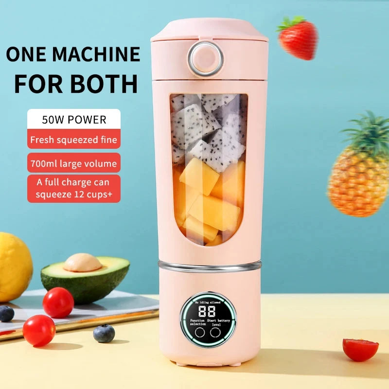 New Portable Juice Maker Blender for Shakes Smoothie 700ML Durable Juicer Steel Blades 2 In 1 Blender Bottle Smoothie Portable.