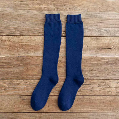 3 Pars Men's Winter Thick Warm Knee-High Cotton Socks - High-Quality Long Black Casual Fashion Socks for Cold Weather.
