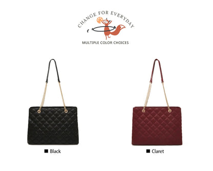 FOXER Women Fashion Quilted Shoulder Bag Female Classic Underarm Bag Vintage Lady Simple Tote Bags Chrismas Gift.