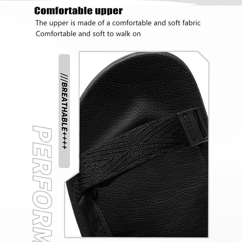 Classic Black Men Sport Sandals Summer Leisure Beach Holiday Sandals Outdoor Antiskid Breathable Flat Sandals Shoes.