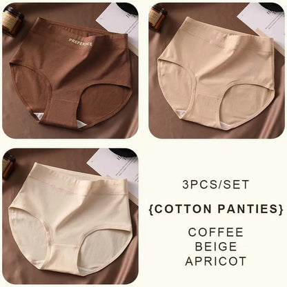 FallSweet 3PCS Seamless Women High Waist Briefs Panties Breathable Cotton Underwear Female Sexy Underpants Large Size Lingerie.