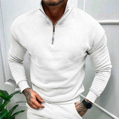 Autumn Thick Warm Knitted Sweaters Comfy Clothing Half Zip Fleece Winter Coat Solid Long Sleeve Turtleneck Shirts Pullover Men.