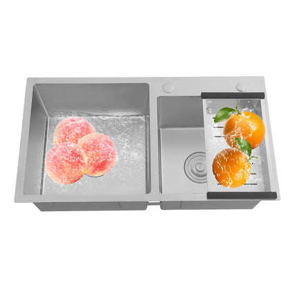 Rechteckiges Unterbau-/Topmount-Waschbecken mit schalldichten Pads, Doppelschüssel-Küchenspüle aus Edelstahl, Badezimmerwaschbecken ﻿