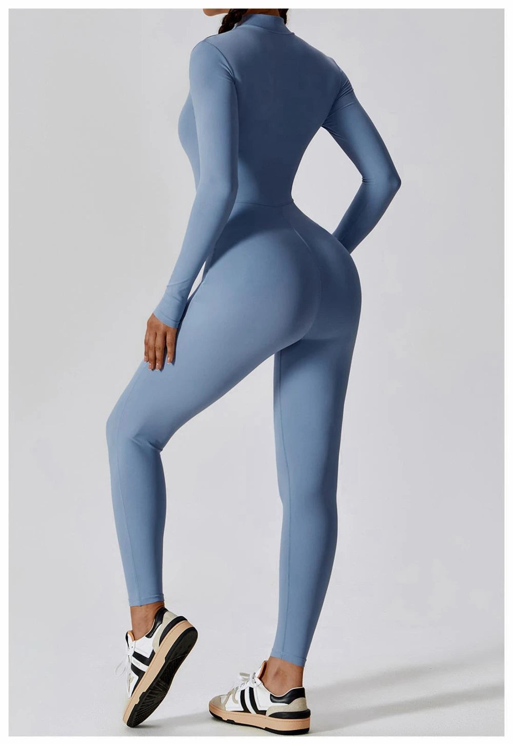 Womens Jumpsuits Long Sleeve Yoga Slim Fit Stretch One Piece Romper Sexy Fitness Female Basic Sportwears Tight Zipper Ladies.