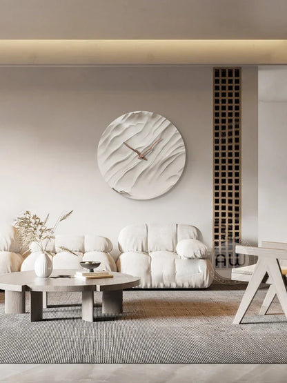 Stumme Wanduhren für Wohnzimmer, moderne runde Uhr, simulierte Stummuhr, fortschrittliches Licht, luxuriös, dekorativ, Wohnzimmer