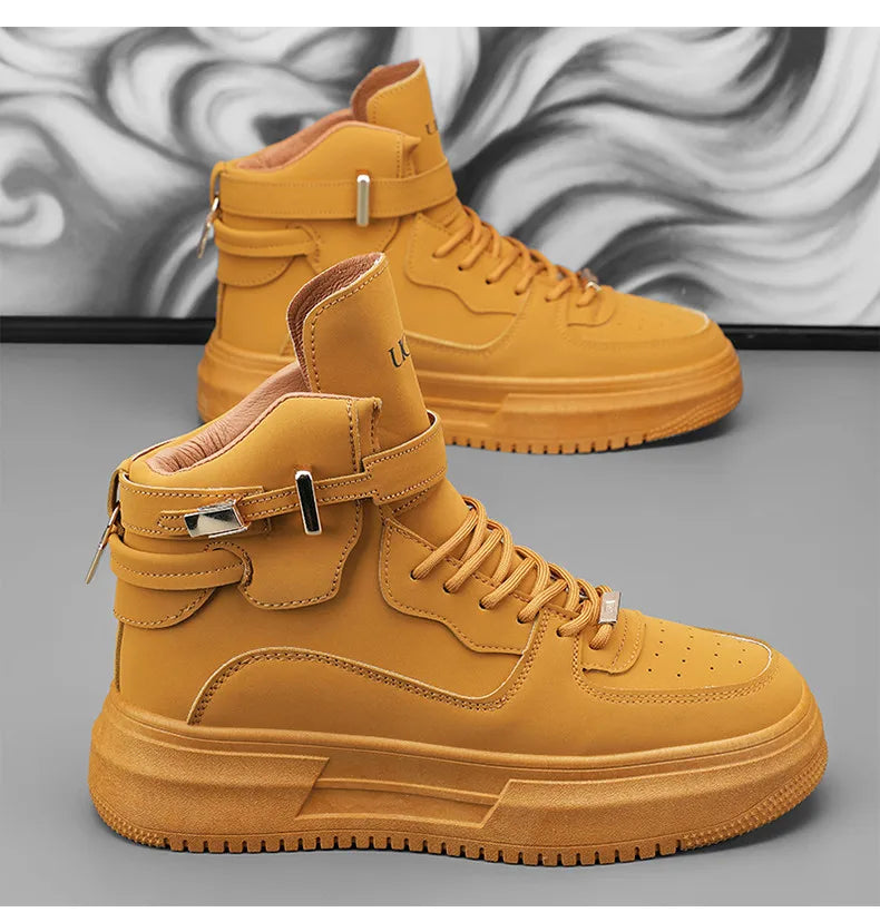 Hot Fashion Brown Sneakers Men 2024 Designer Men High Top Shoes Comfortable Platform Shoes Men Casual Mens Skateboard Sneakers