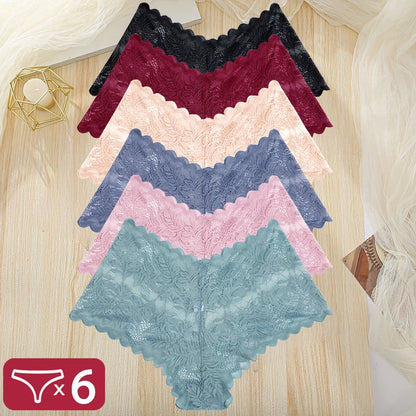 FINETOO 6Pcs Women Floral Lace Panties High Waist Brief Sexy Lingerie Panty Brazilian Underpants Femme Underwear Bikini Intimate