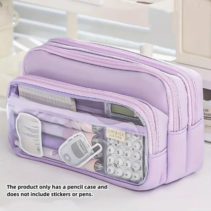 Chic Einfarbig Bleistift Fall Koreanische Einfachheit Transparent Stift Tasche Große Kapazität Organizer Tasche Schule Liefert Schreibwaren tasche