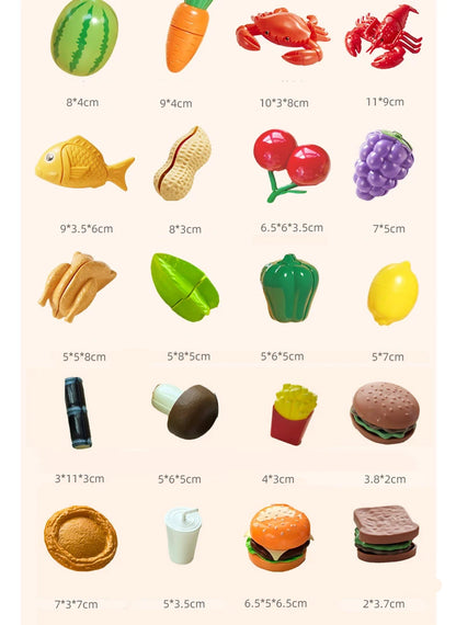 Children's Kitchen Toy Set Simulated Kitchen Cutting Cookware Simulated Fruits Cutting Toys Cooking Accessories for Kids Gift.