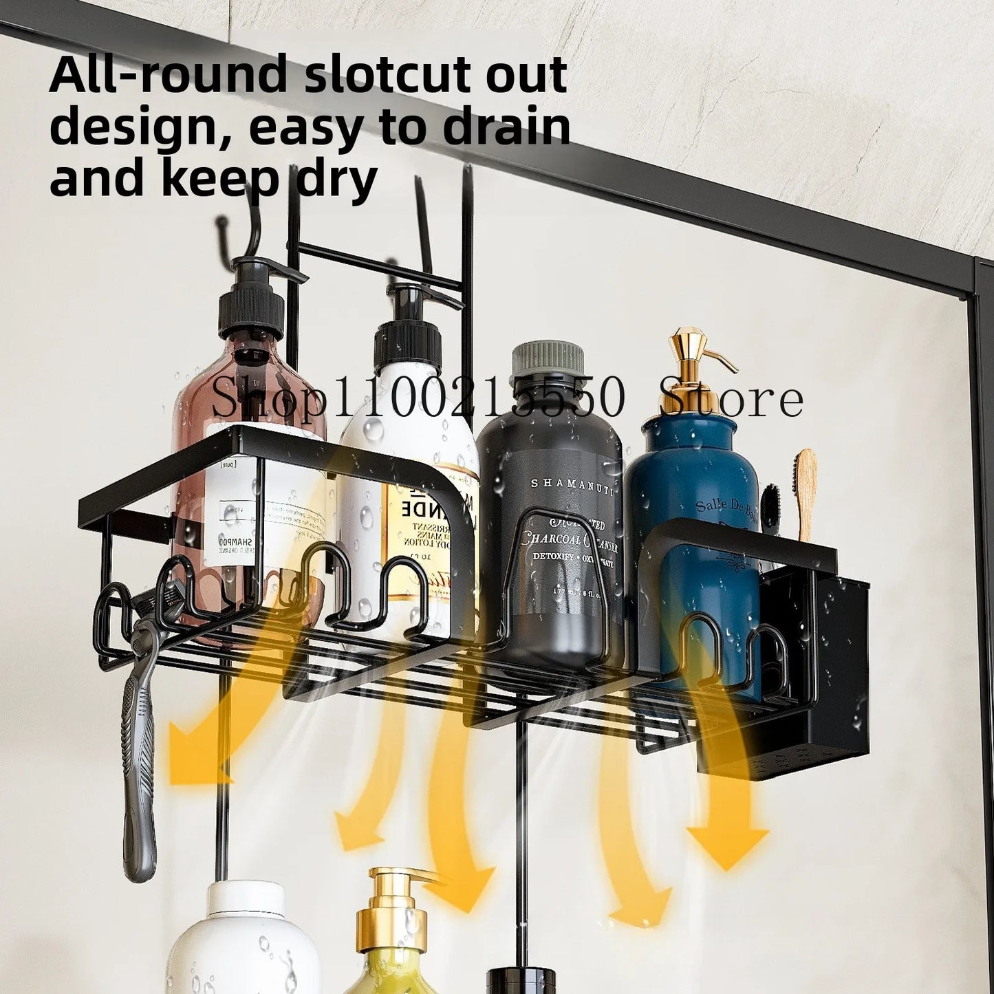 Duschraum-Aufbewahrungsregal, Badezimmer-Hängekorb, Glas-Trennwand-Organizer für die Aufbewahrung von Dusche und Toiletten