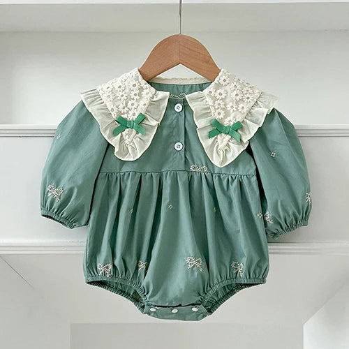 2023 neue Frühjahr 0-24 M Baby Mädchen Kleidung Infant Baby Mädchen Overall Lange Ärmeln Baumwolle Stickerei Neugeborenen baby Mädchen Bodys
