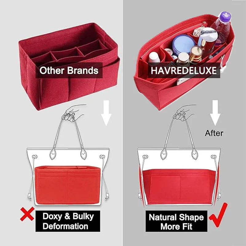 Purse Organizer Insert for Handbags, Felt Bag Organizer for Tote & Purse, Tote Bag Organizer Insert, for lv neverfull.