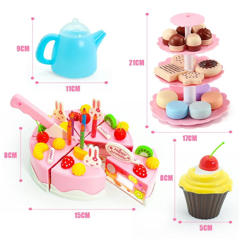 Girl Toy Cake DIY Minature Food Simulation Pretend Play Kitchen Set Tea Kid Cut Game Education Children Toys For 3 Year Birthday.