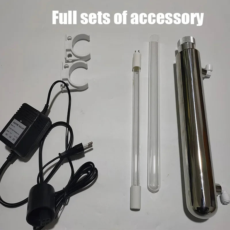 110V/220V Stainless Steel UV Water Sterilizer Ultraviolet Tube Lamp Direct Drink Disinfection Filter Aquarium Fish Tank Purifier.