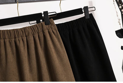 2025 Autumn Winter Plus Size Skirts Women High Waist Solid A-line Skirt Back Slit Korean Thick Elegant Fleece-lined Style Skirts.