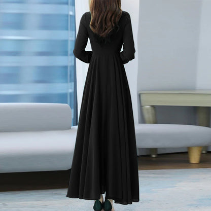 ZANZEA Women Long Sleeve A-line Sundress Spring Long Dress Autumn Solid Party Holiday Maxi Dresses Vestidos Femme Vintage Robe.
