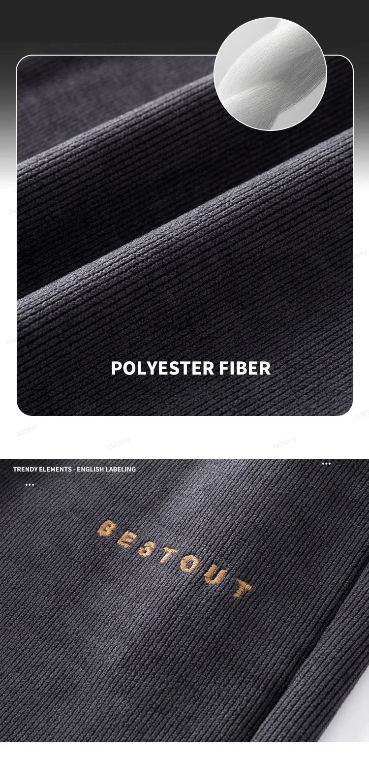 High Quality Brand Clothing Autumn Winter Corduroy Pants Men Elastic Waist Straight Thick Korea Outdoors Casual Trousers Gift.