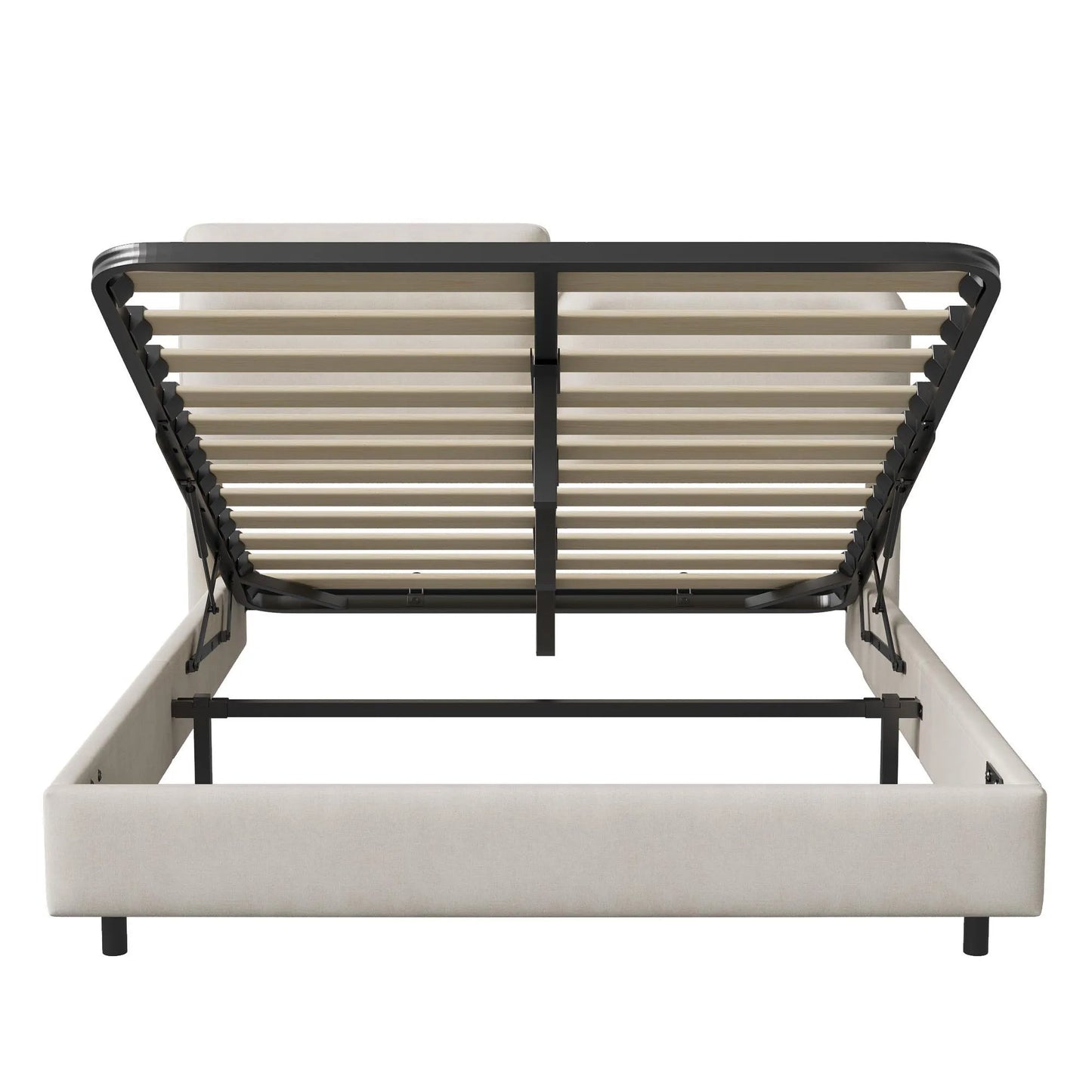 Lazyspace Samt gepolstertes Bett, Doppelbettrahmen, hydraulisches Bett mit Stauraum, verstellbarem Kopfteil und LED-Beleuchtung unter dem Bett