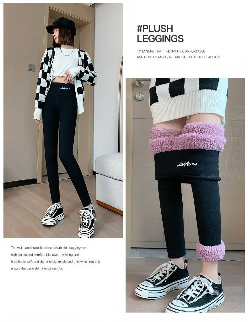 Winter Warm Leggings Women Adding Velvet and Thickening Leggings Small Feet Pencil Pants Outdoor Wearling Casual Stretchy Pants.