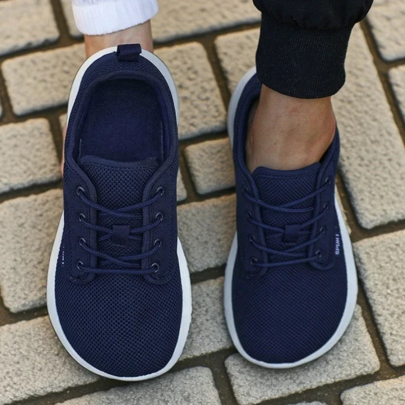 Wide Toe Platform Men Shoes Breathable Mesh Knitted Soft Soled Running Shoesmultifunctional Fashionable Outdoor Sneakers for Men.