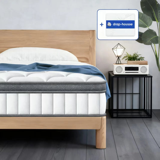 AUTHMIC 25 cm Matratze mit Taschenfedern, 7-Zonen-adaptive Unterstützung, mittlerer fester Komfort, atmungsaktiv und hautfreundlich für erholsame Zwecke