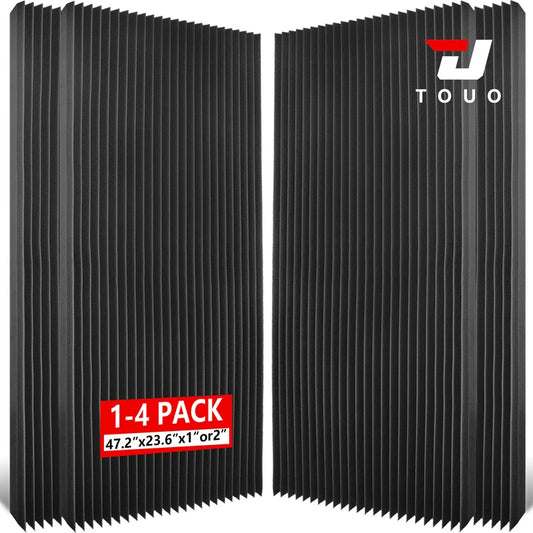 TOUO Wedge Soundproof Acoustic Foam Panels 47.2"x23.6" 1-4Pack Noise Absorbing Wall Tiles for Bedroom Music Room Studio