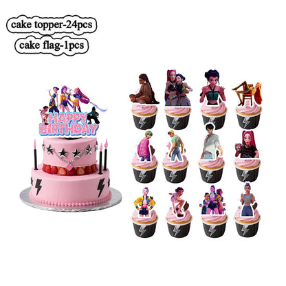 1/25 stücke Dämon Jäger Kuchen Topper Alles Gute Zum Geburtstag Party Kuchen Dekoration Kinder Favor Kpop Dämon Jäger Kuchen Ornamente Baby dusche.