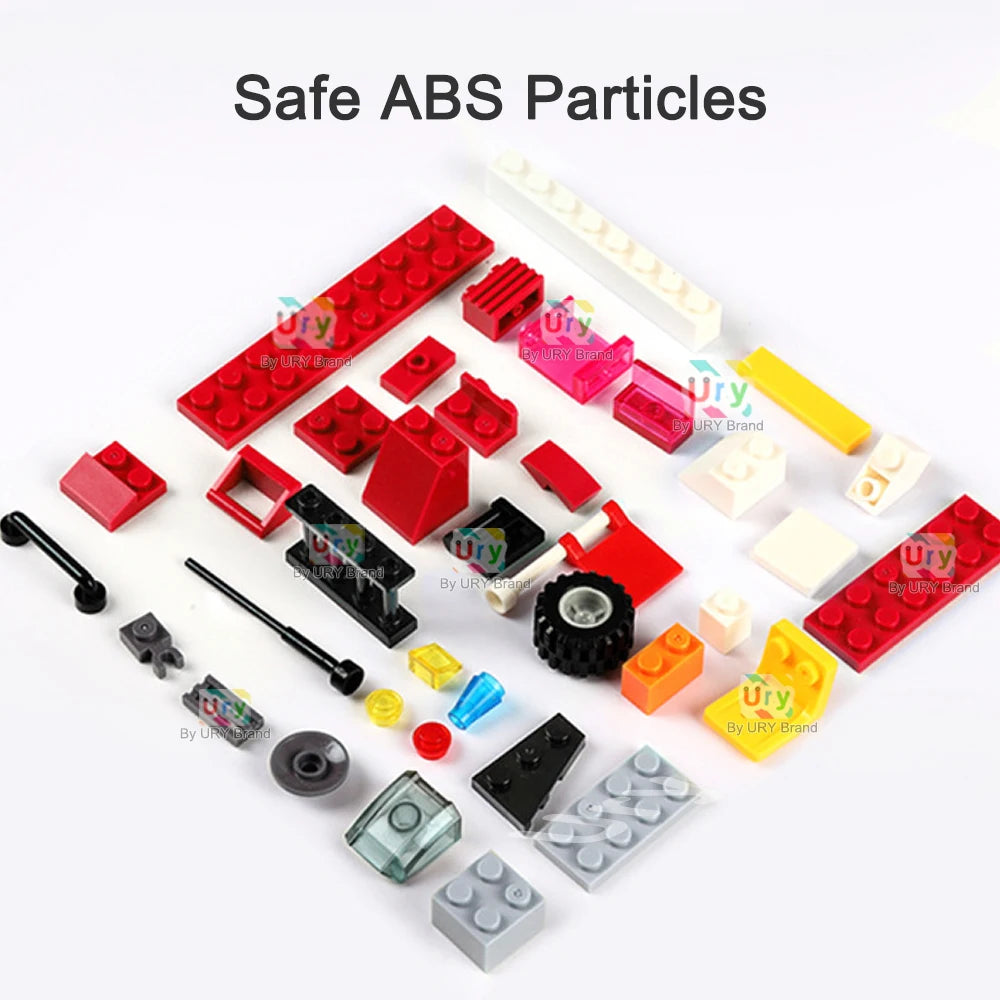 City Fire Station Ladder Truck Helicopter Car Rescue Boat Firefighter Figure Aircraft Model Moc Building Blocks Toy for Boy Gift.