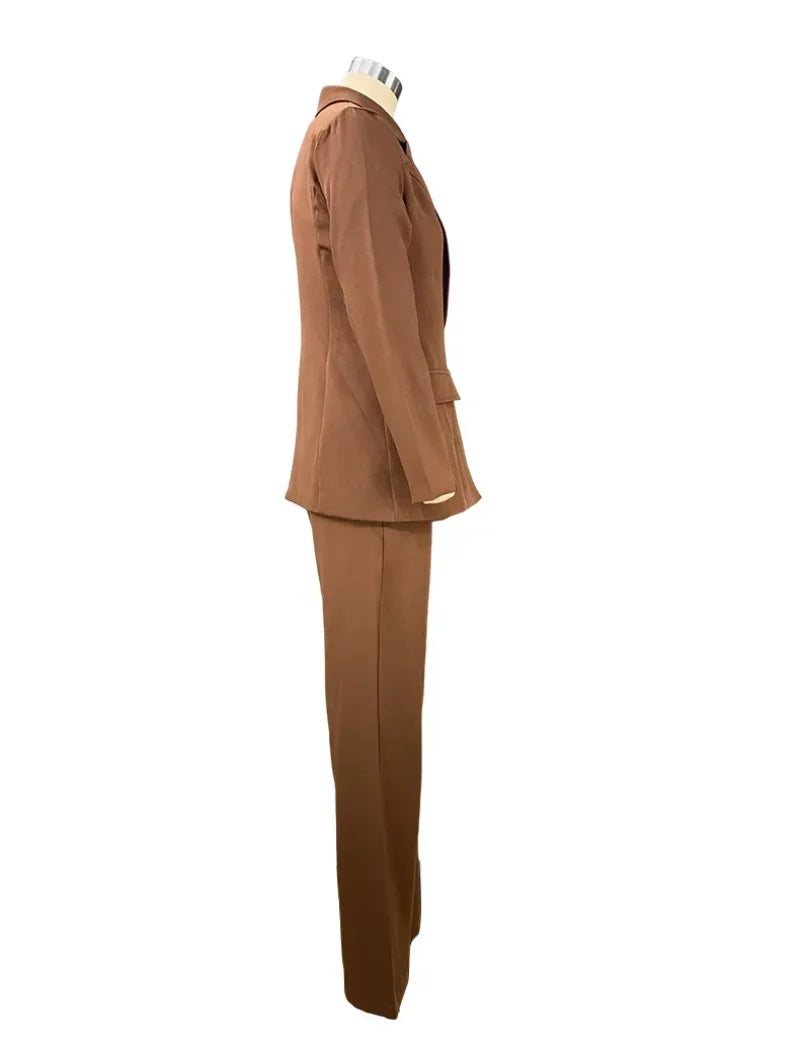 2025 ZL1396 Autumn New Cross-Border Women's Fashion Elegant Long Sleeves Suit Straight-Leg Trousers Suit Already In Stock