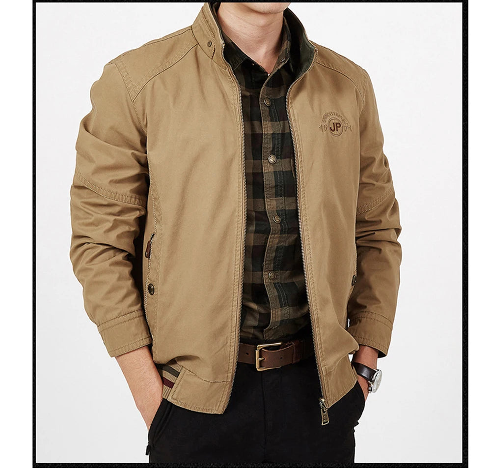 DIMUSI Autumn Men's Double-sided Military Jacket Casual Man Cotton Business Coats Fashion Men Multi-pocket Jackets Clothing 8XL.
