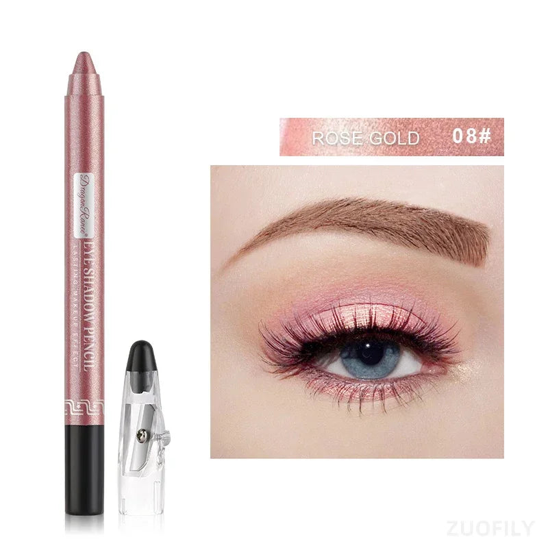 12Colors Glitter Eyeshadow Pen Long Lasting Matte Eye Shadow Palette Shiny Highlighter Silver Purple Eyeliner Pencil Cosmetics