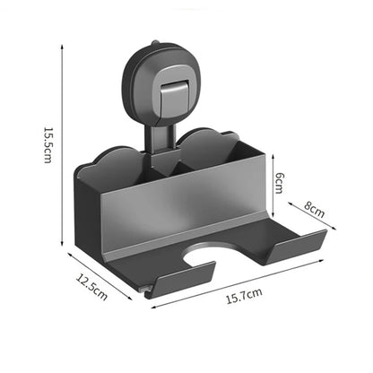 Halterung für Haartrockner, Aufbewahrungsregal mit Saugnapf, ohne Stanztoilette, Aufbewahrungsregal für das Badezimmer, Aufhänger für Haartrockner