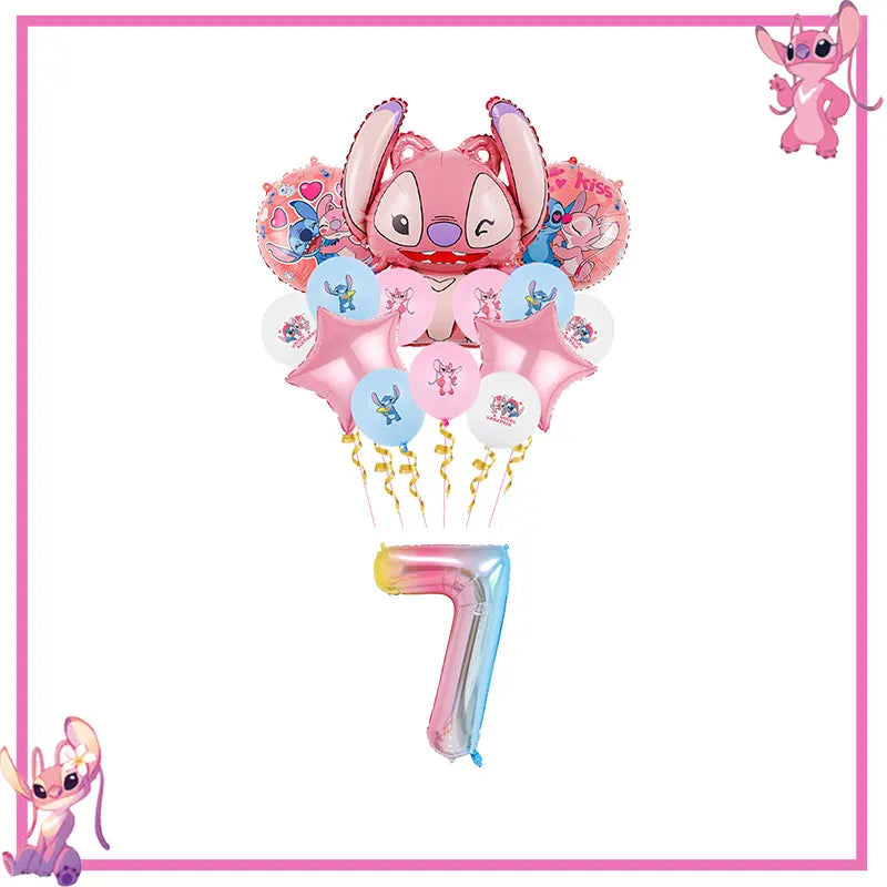 Disney Rosa Stich Geburtstag Party Dekorationen Geschirr Set Tischdecke Hintergrund Banner Für Kinder Geburtstag Dekorationen Lieferungen