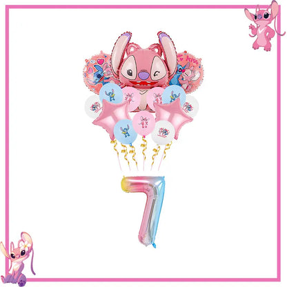 Disney Rosa Stich Geburtstag Party Dekorationen Geschirr Set Tischdecke Hintergrund Banner Für Kinder Geburtstag Dekorationen Lieferungen