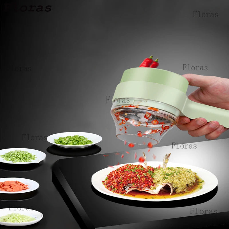 Electric Vegetable Cutter Set Handheld Wireless Electric Garlic Masher Food Chopper Meat Grinder Machine Food Peel Slice.