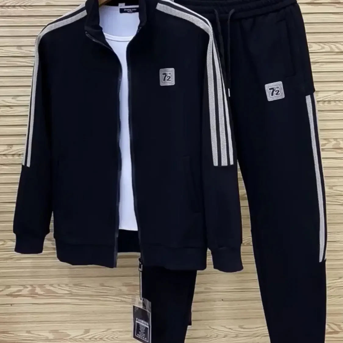 Men's Casual Sportswear Set Spring Autumn Long Sleeve Stand Collar Jacket Pants Comfortable Breathable Sports Outfit.