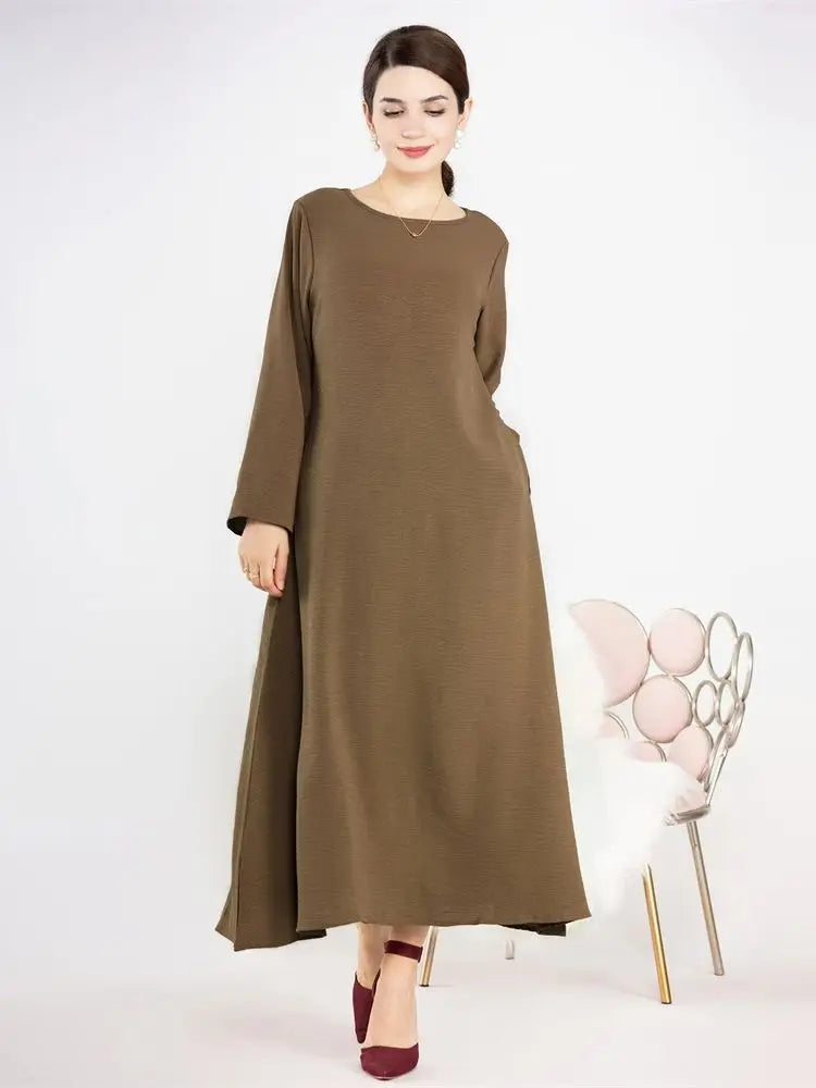 Ramadan Eid Solid Linen Dubai Abaya Turkey Islam Muslim Modest Dress Kaftan Prayer Clothes For Women Kebaya Robe Femme Musulmane