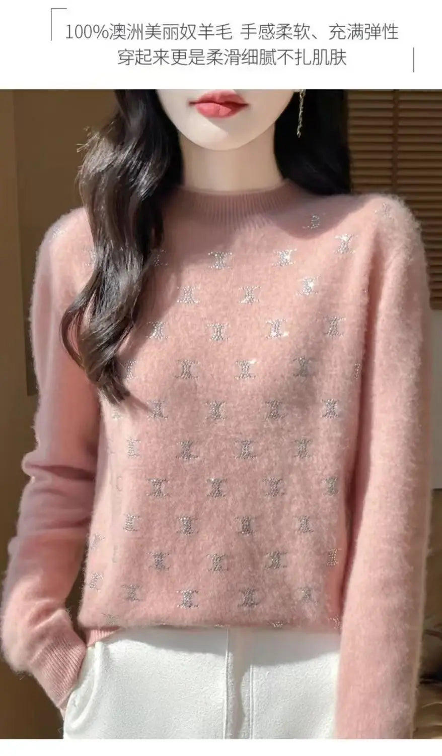 Temperament Fashion Autumn Winter New Sweaters Women Turtleneck Diamonds Long Sleeve Loose Pullovers Bottoming Shirt Knitted Top.