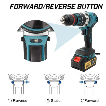 480 N.M Bürstenloser elektrischer Schlagbohrschrauber, 13 mm Akku-Bohrschrauber, Elektroschrauber, DIY-Treiber, Elektrowerkzeug für Makita 18 V Akku-Stift