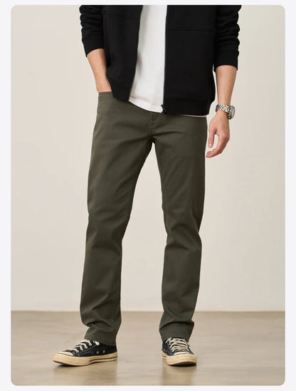 SIMWOOD 2025 Autumn Winter New Regular Straight Pants Men 320gsm Fabric Smart Casual Chinos Trousers.