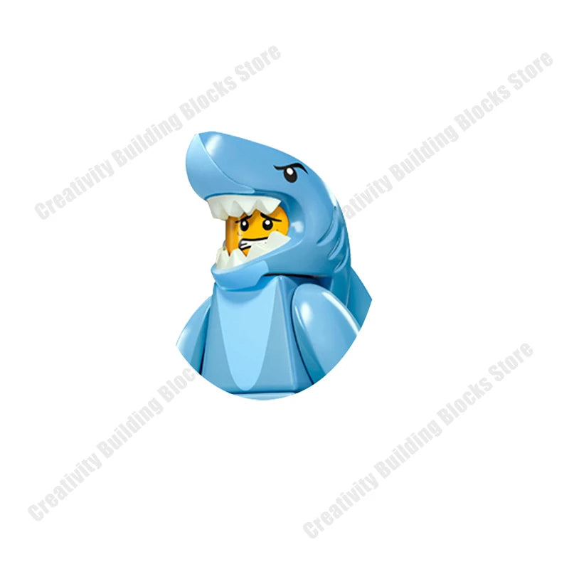 New Hot Series Gray Shark Boy Girls 3D Model DIY Building Bload Toys Classic Movie Children's Toys Gifts