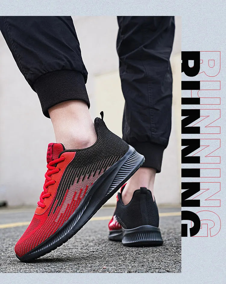 Summer Hot Sale Red Mesh Men Running Sneakers Big Size 47 Light Breathable Women Training Shoes Non-slip Sport Shoes for Man.