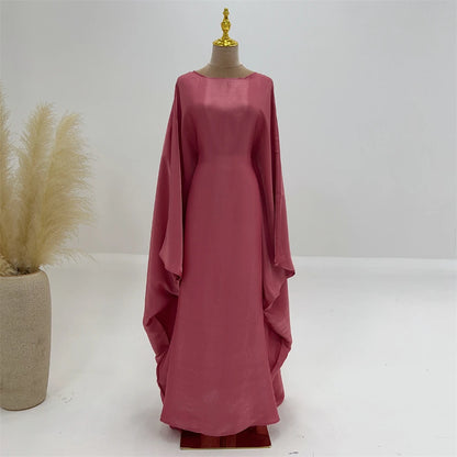 Batwing Butterfly Satin Abaya Dubai Luxury Muslim Kaftan Maxi Dress Abayas For Women Kebaya Robe Caftan Marocain Femme Vestidos
