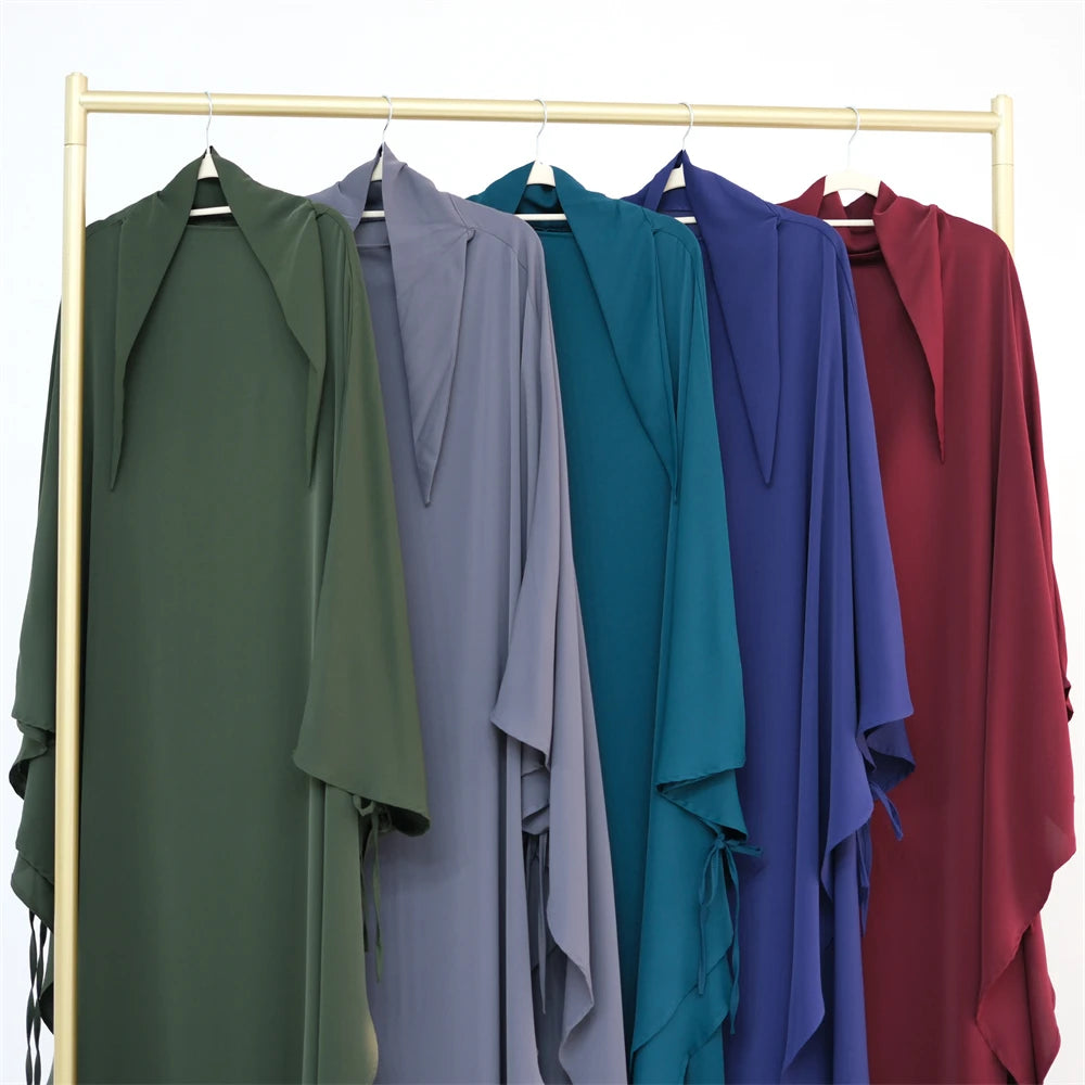 Ramadan Eid Khimar Abaya Dubai Turkey Islam Muslim Maxi Hijab Dress Nida Prayer Clothes For Women Kebaya Robe Femme Musulmane