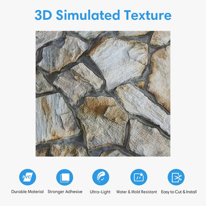 10/20Pcs, PVC 3D Faux Stone Wall Panels, Decorative Wall Decoration, Self-adhesive Panels, Easy to Install, 30cm x 30cm