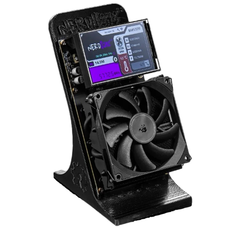 New Bitaxe NerdQaxe++black BTC mining machine, with a computing power of 4.8TH/s, power consumption of 75W, and power supply.