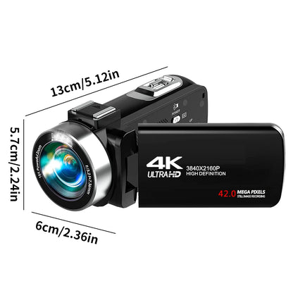 4K Portable Digital photography Camera 2 in1 Photo Video Record DV Travel Video Camera 18X Zoom 3'' Rotatable Screen With Flash.
