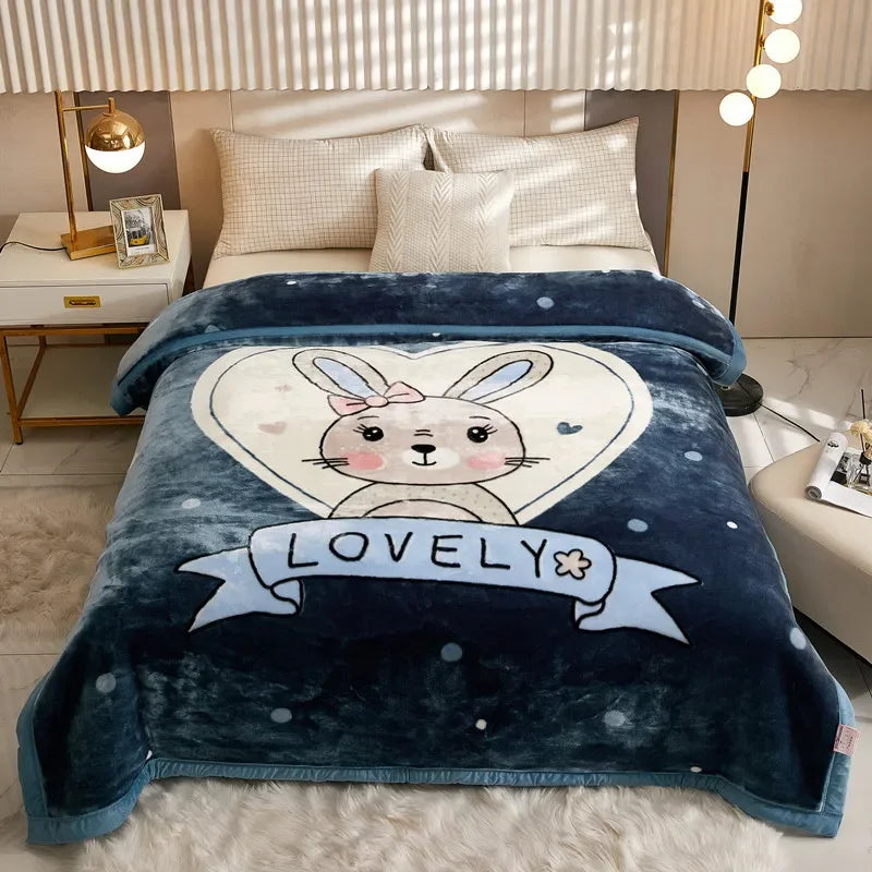 Mink Fleece Blanket King Size 3-Ply Reversible A & B Printed Soft Plush Bed Blanket Heavy Thick Winter Warm Blanket Pink Floral.