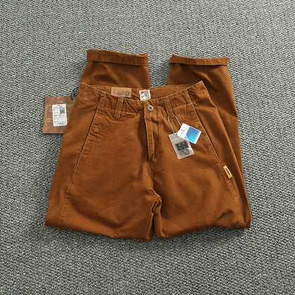 Spring And Autumn New American Retro 100% Cotton Multi-pocketed Washed Old Straight Casual Pants Loose Fashion Cargo Trousers.